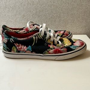 Vans Hawaiian Hibiscus Floral Print Skateboard Sneakers size 8